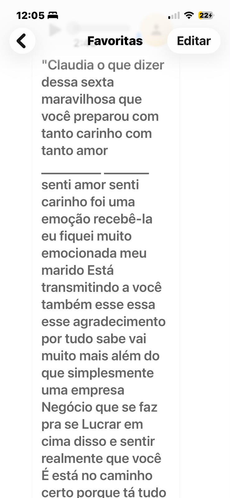Mensagem de agradecimento de cliente satisfeito